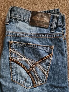 Royal Premium Straight-Leg Embroidered Back-Pocket Jeans - Blue Size 36x30